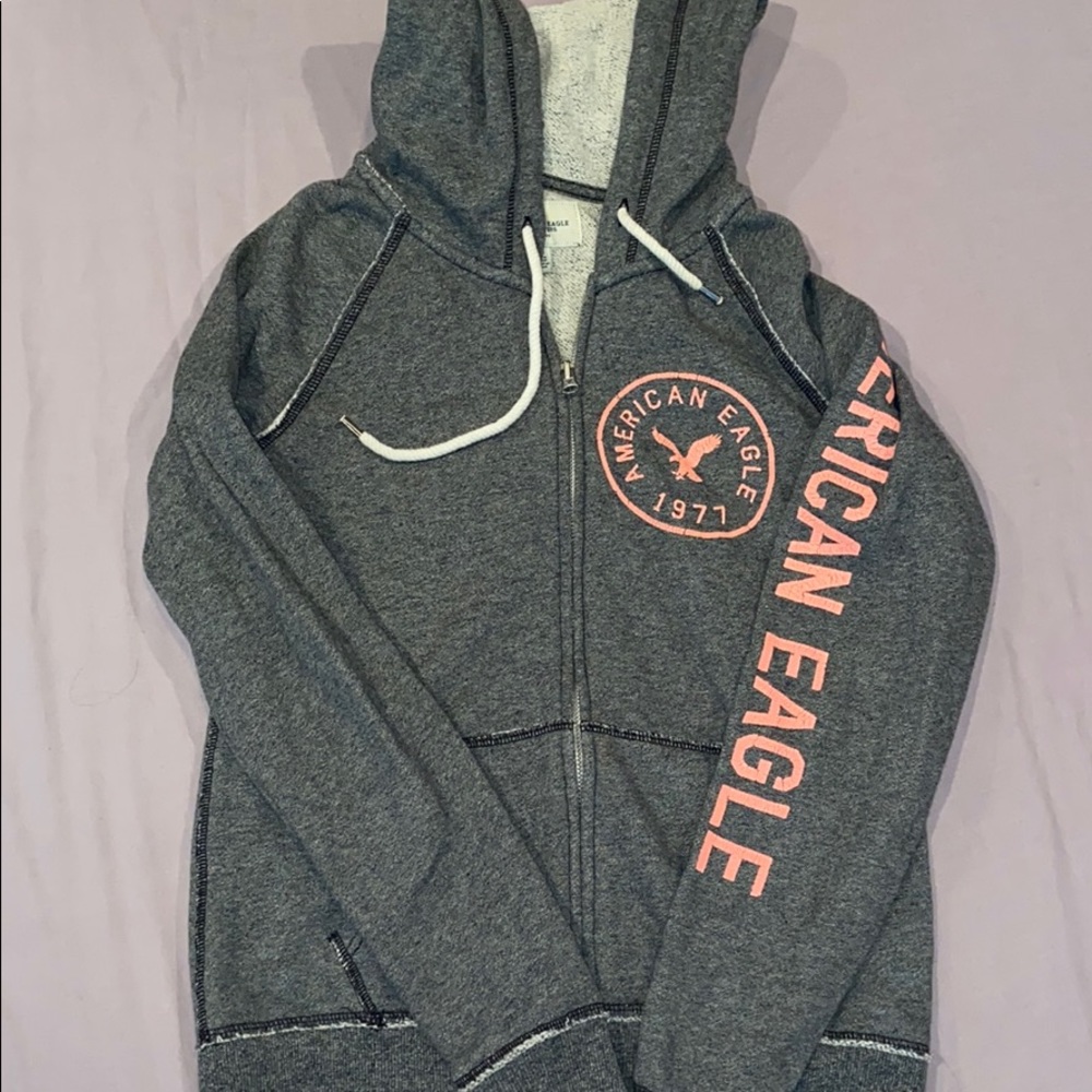 Zip up, American Eagle sweatshirt. Grey